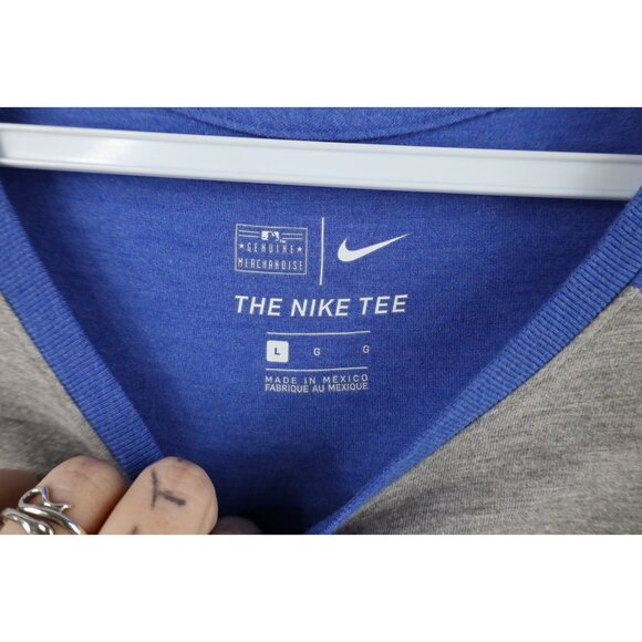 Nike Mens Large Faded Milwaukee Brewers Baseball 3/4 Sleeve Raglan T-Shirt Gray - Picture 10 of 16